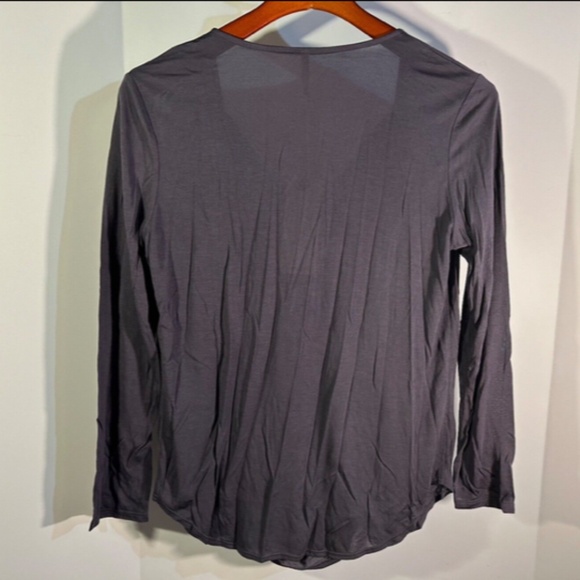 Lanston x Revolve Draped Front Long Sleeve Micro Modal Tee/Top Grey Size M - NWT - Picture 6 of 14